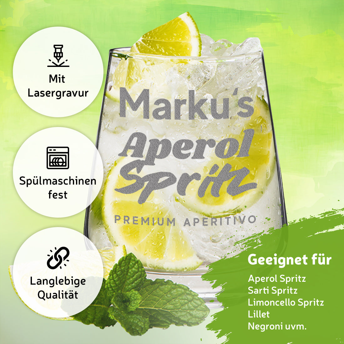 Aperitif Cocktailglas 425 ml für Drinks mit Gravur - Personalisiert