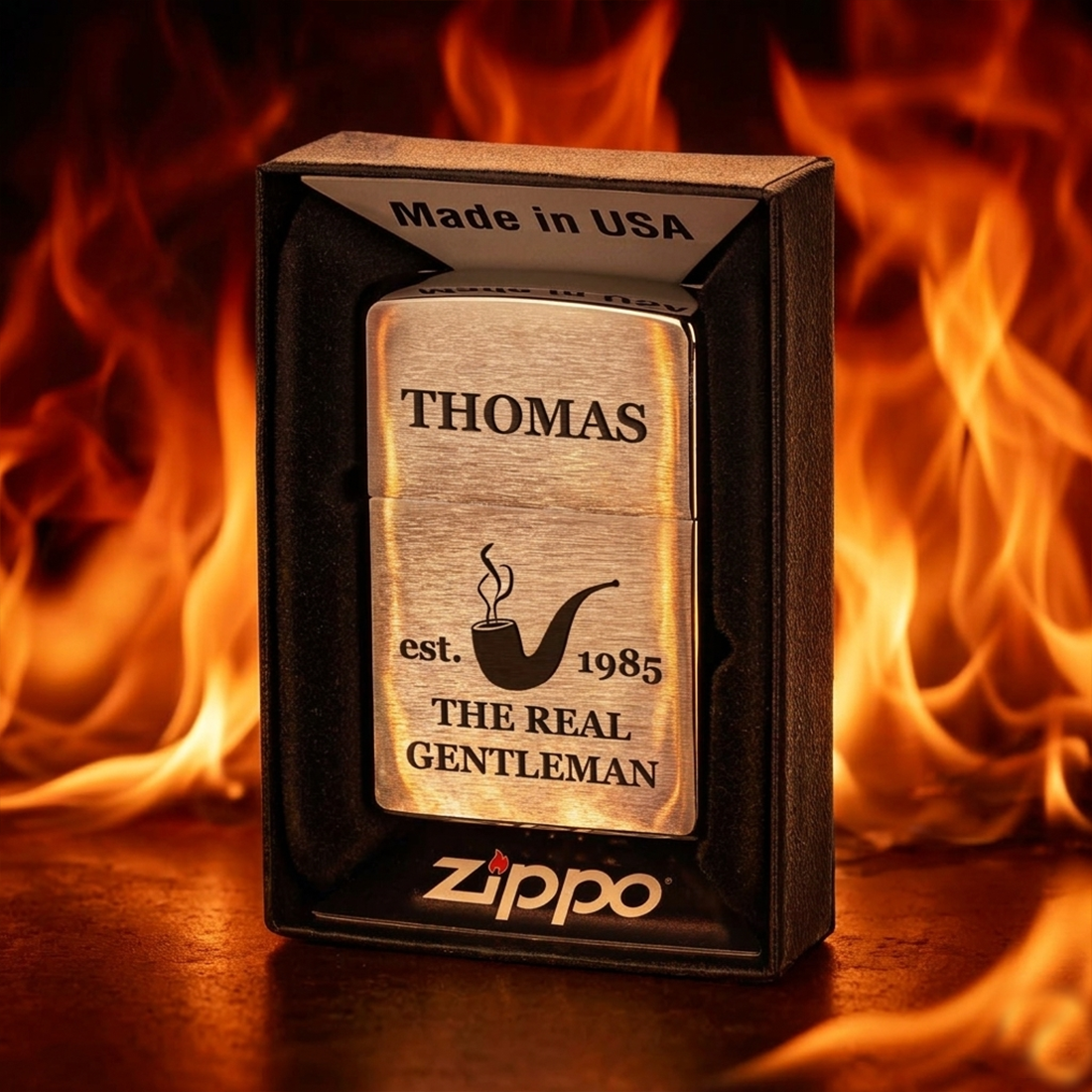 Zippo-Geschenkset 3-teilig "Real Gentleman" mit Gravur