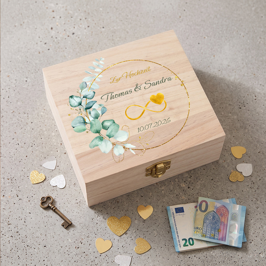 Personalisierte Erinnerungsbox für Brautpaar