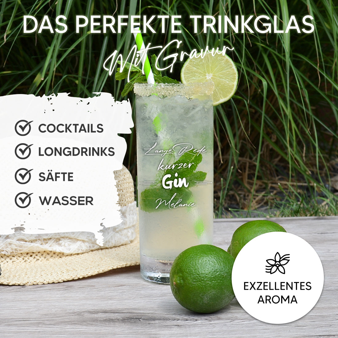 Personalisiertes Gin Glas 485 ml mit Gravur - "Der Gin des Lebens"