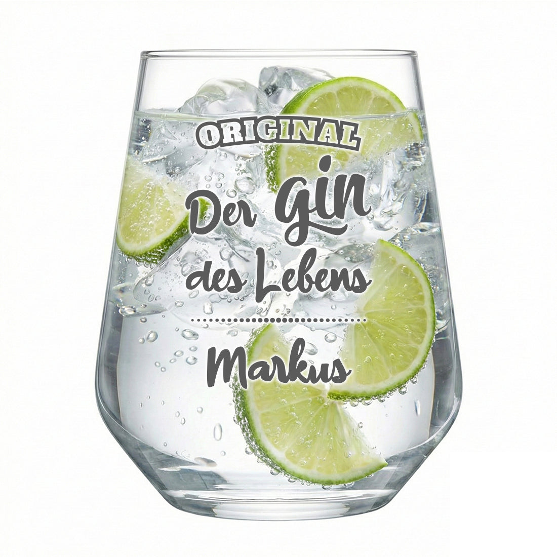 Elegantes Gin Glas 425 ml mit Gravur "Der Gin des Lebens"