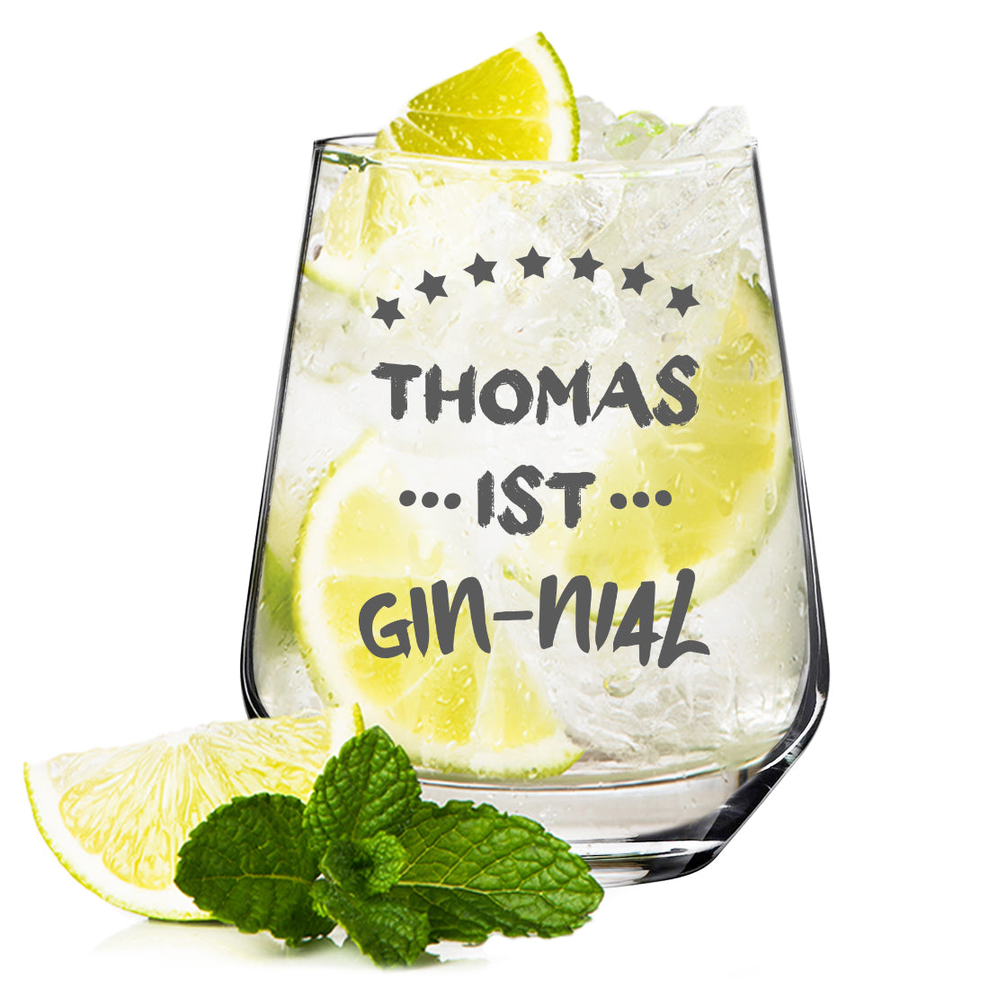 Gin Tonic Trinkglas 425 ml mit Wunschgravur - mit Namen graviert