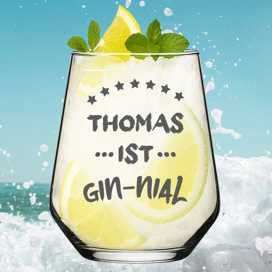 Gin Tonic Trinkglas 425 ml mit Wunschgravur - mit Namen graviert