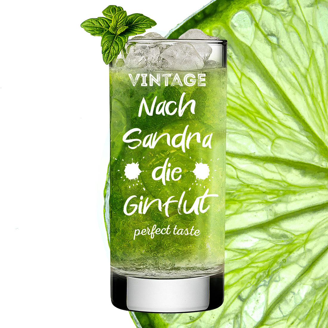 Gin Glas 485 ml mit personalisierter Gravur - Nach Dir die Ginflut