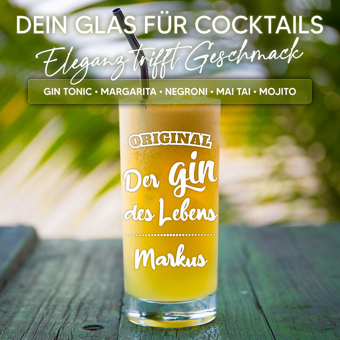 Gin Tonic Longdrinkglas 485 ml mit Gravur - Der Gin des Lebens