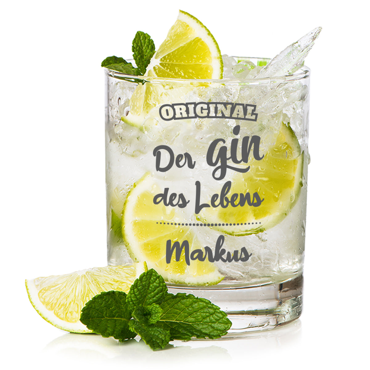Elegantes Gin Glas 320 ml Tumbler mit Gravur - Der Gin des Lebens