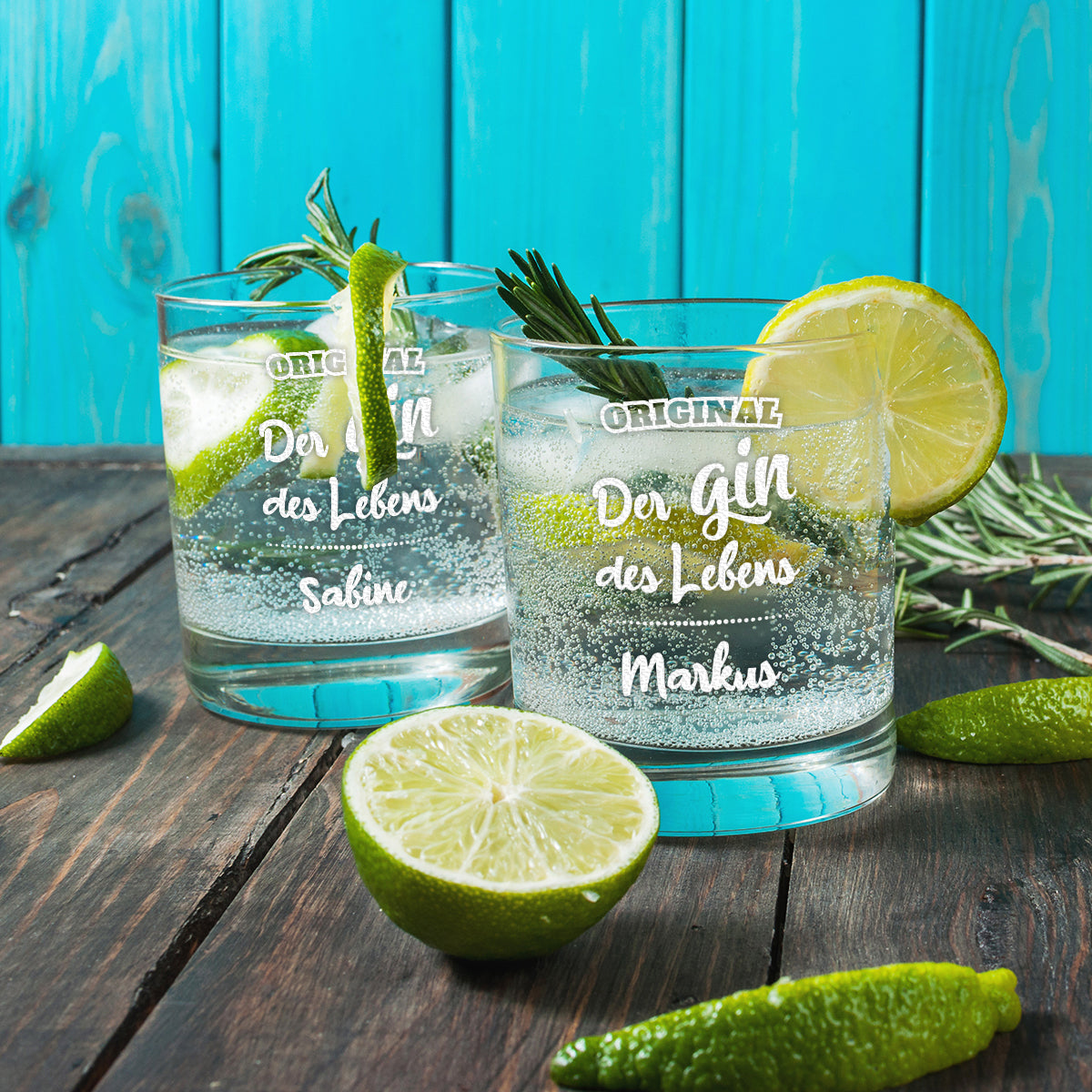 Elegantes Gin Glas 320 ml Tumbler mit Gravur - Der Gin des Lebens