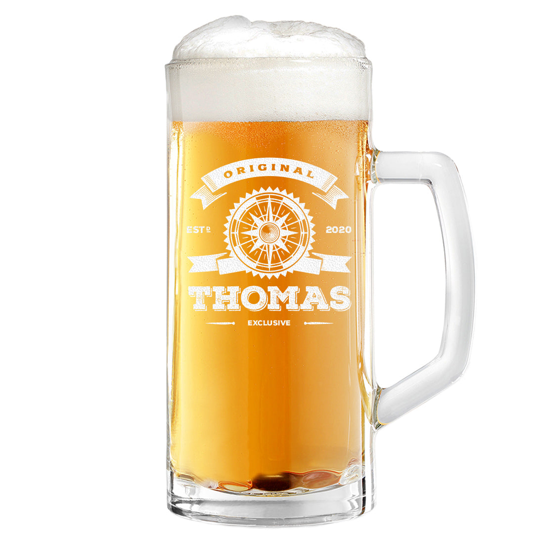 Personalisierter Bierseidel mit Henkel 0,5 Liter für Männer