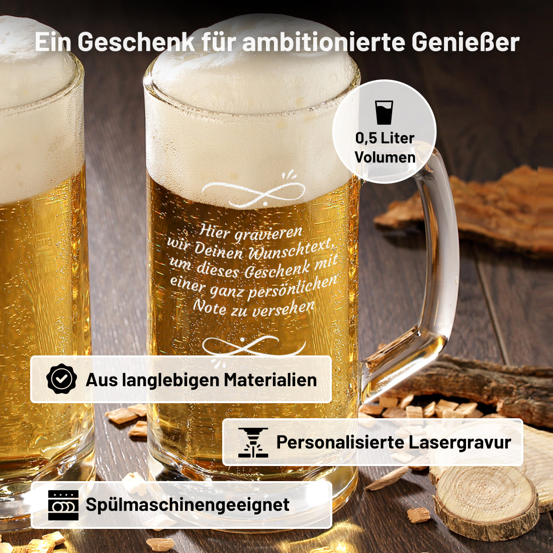 Premium Bierkrug 0,5l mit Wunschtext – Das persönliche Männergeschenk