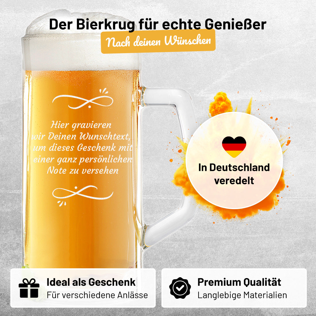 Premium Bierkrug 0,5l mit Wunschtext – Das persönliche Männergeschenk