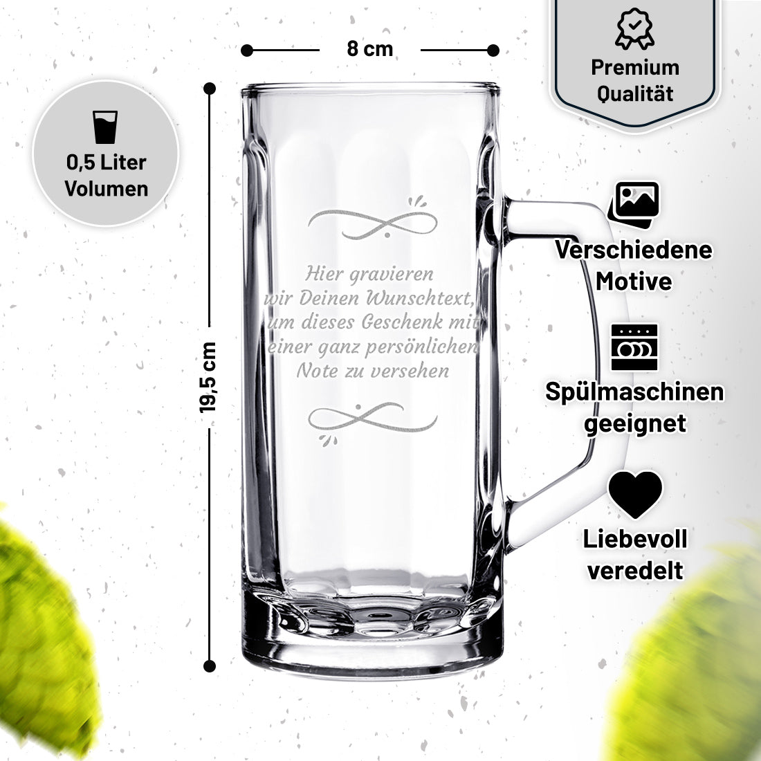 Premium Bierkrug 0,5l mit Wunschtext – Das persönliche Männergeschenk