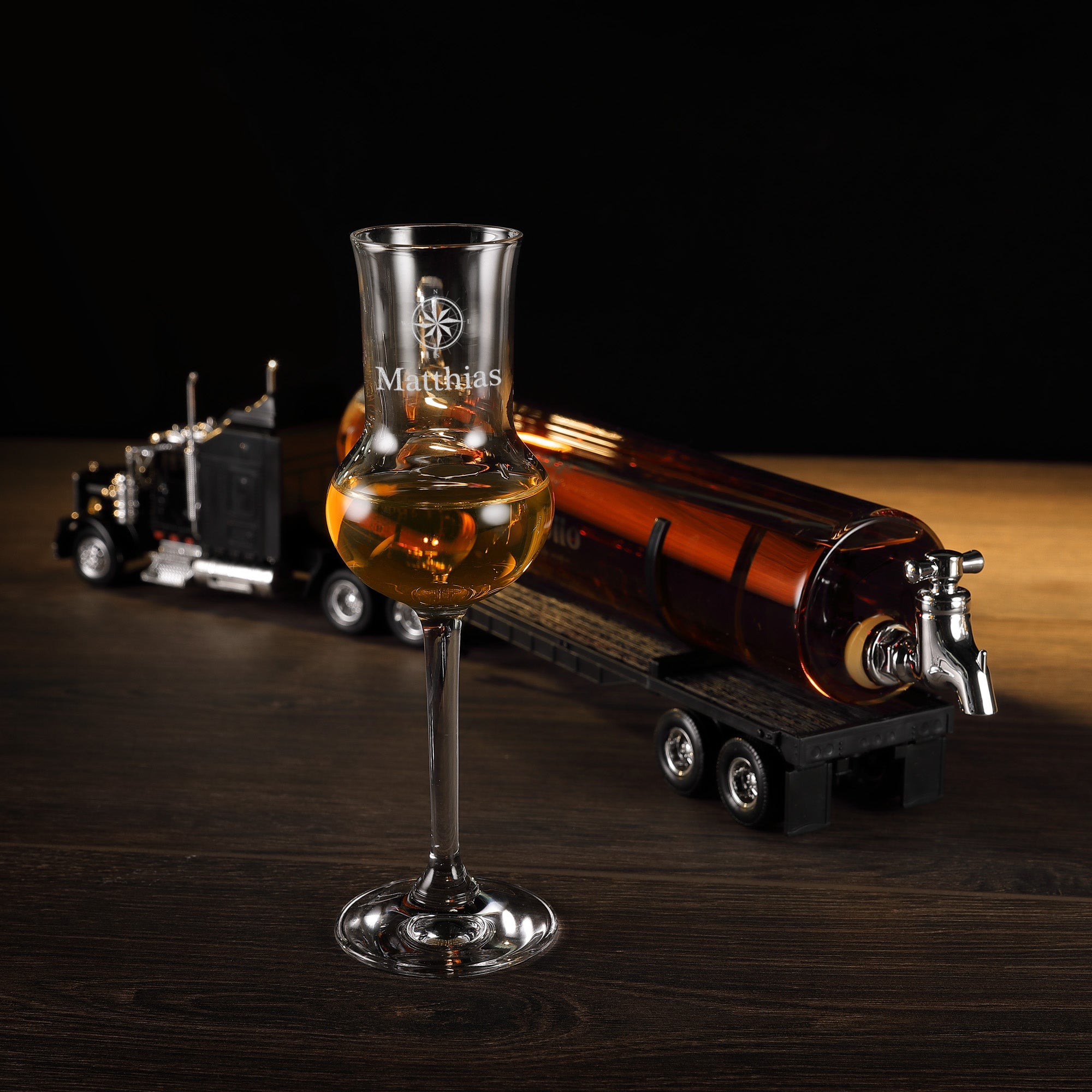 Grappa Set LKW-Dekanter 500 ml und Grappa Glas mit Gravur