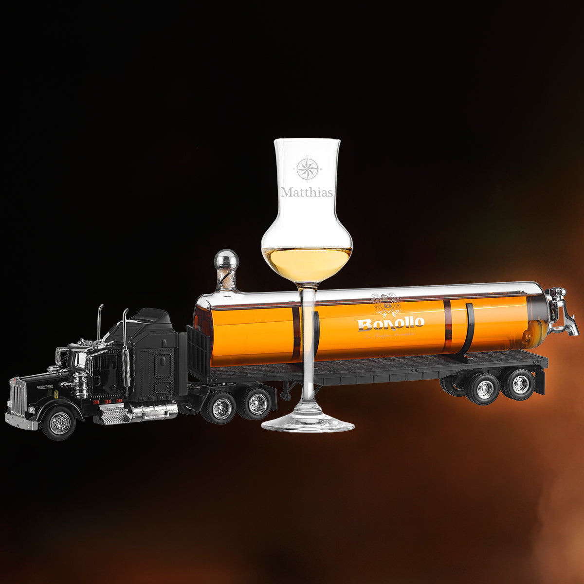 Grappa Set LKW-Dekanter 500 ml und Grappa Glas mit Gravur