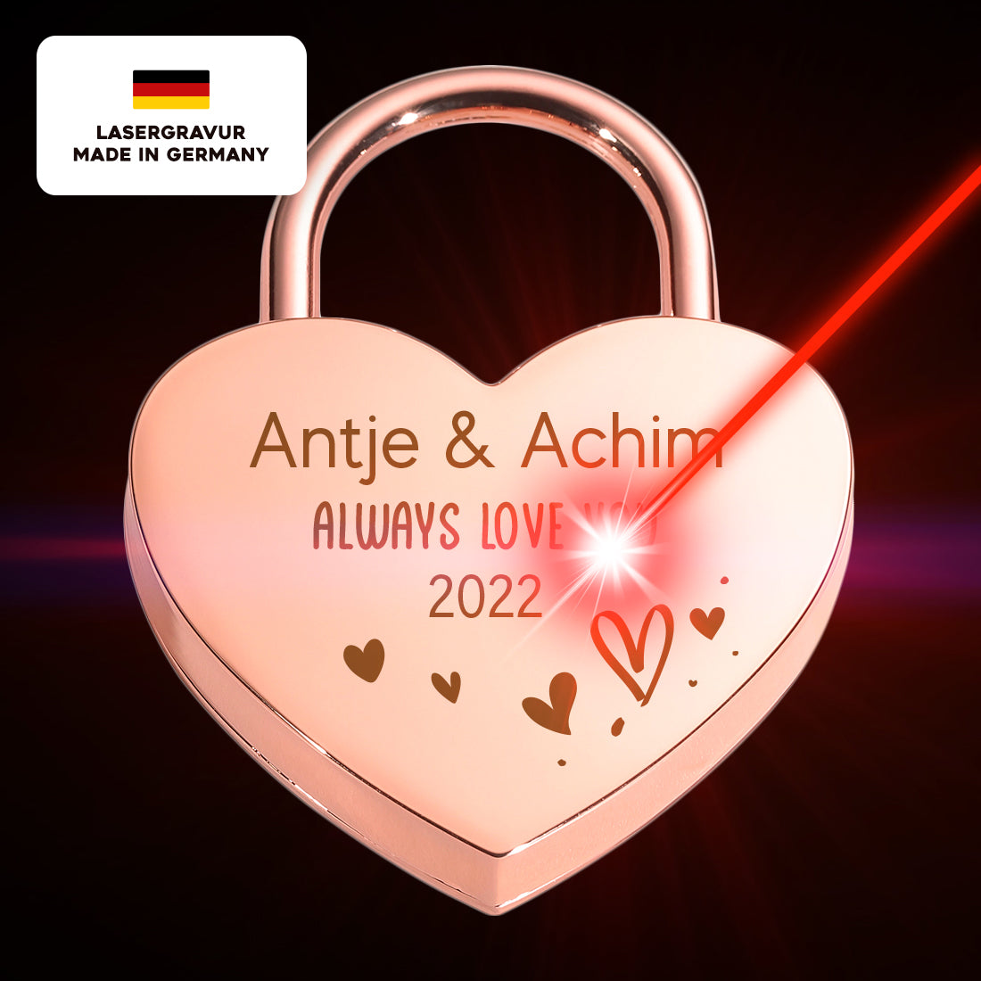 Herz Liebesschloss für Paare mit Gravur - Motiv "Always love you"