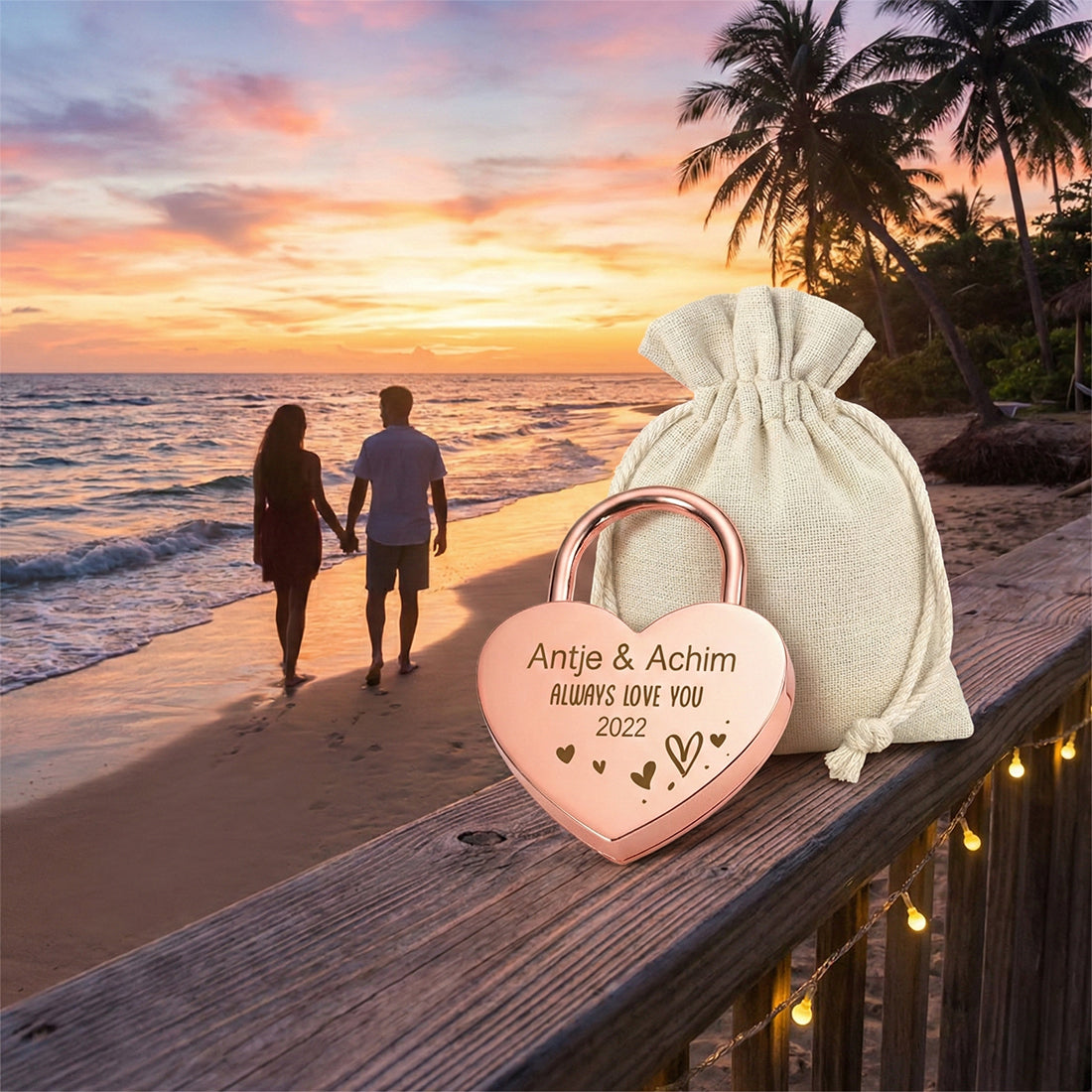 Herz Liebesschloss für Paare mit Gravur - Motiv "Always love you"