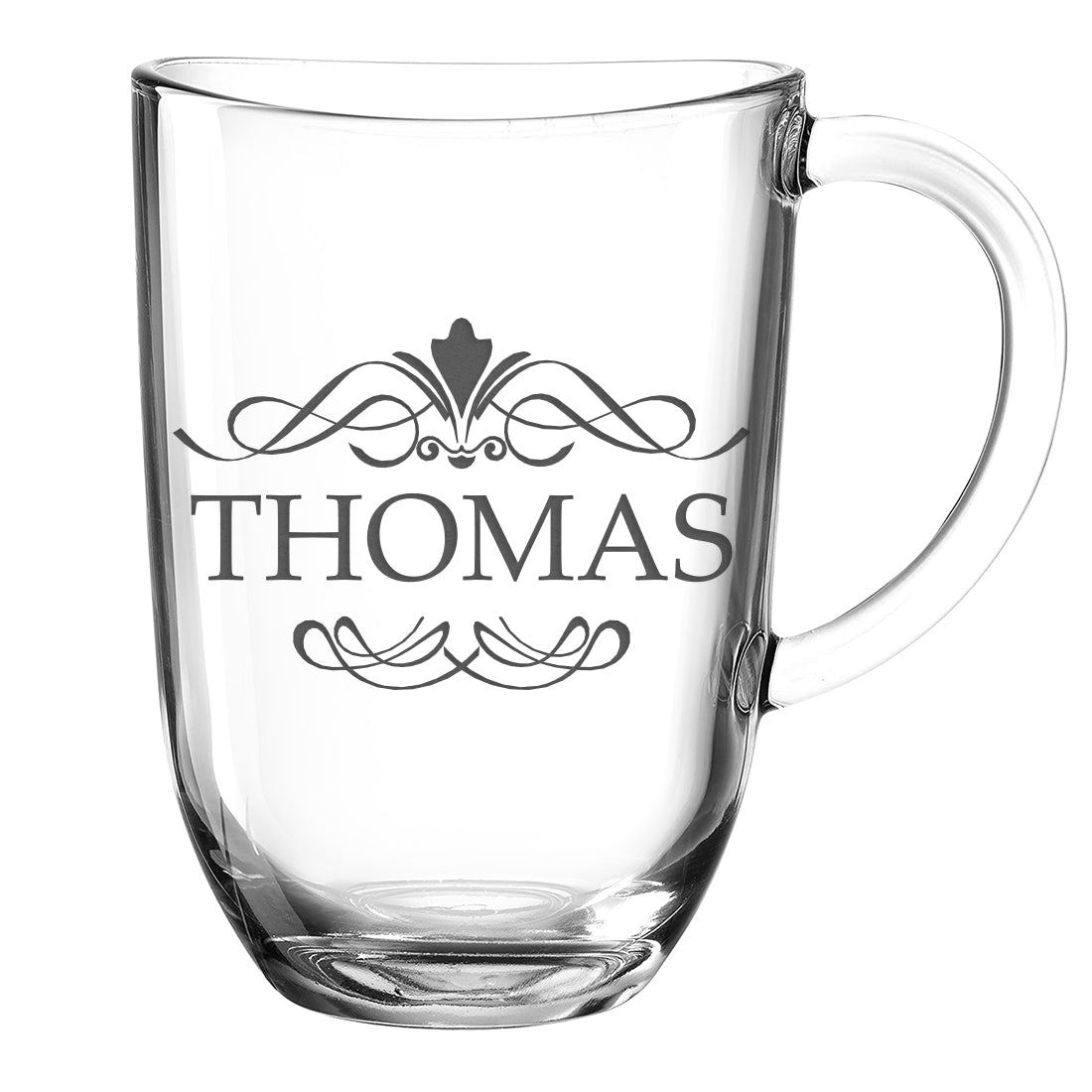 Glasbecher 380 ml für Kaffee & Tee mit Gravur - individuell personalisiert