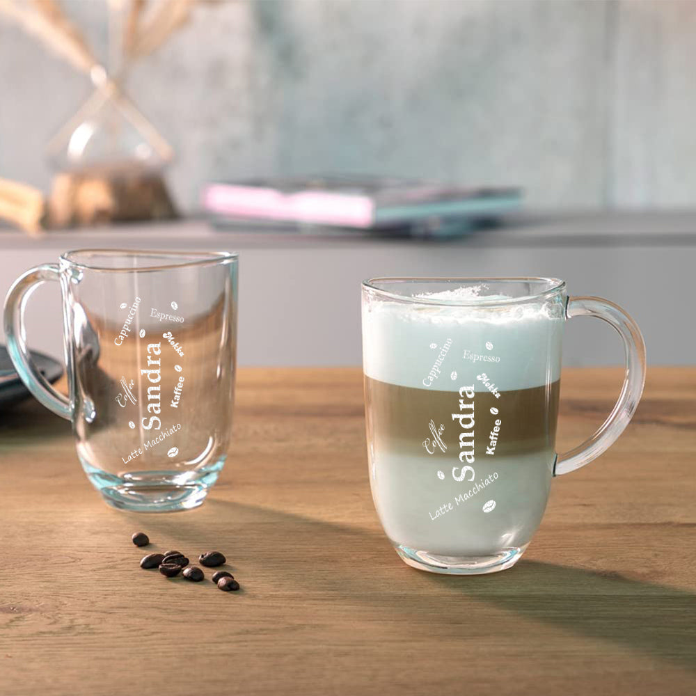 Kaffeeglas groß 380 ml mit personalisierter Gravur als Geschenk