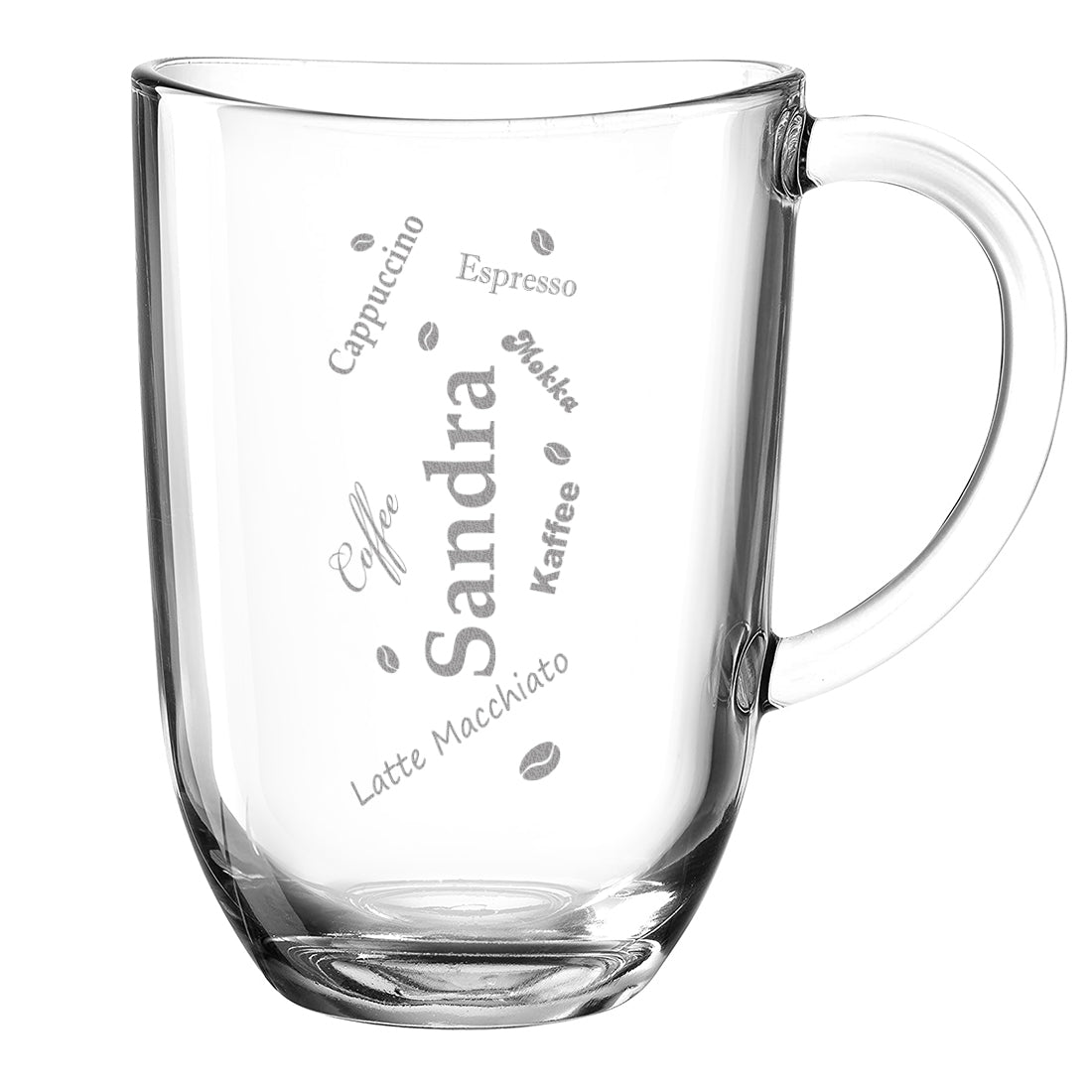 Kaffeeglas groß 380 ml mit personalisierter Gravur als Geschenk