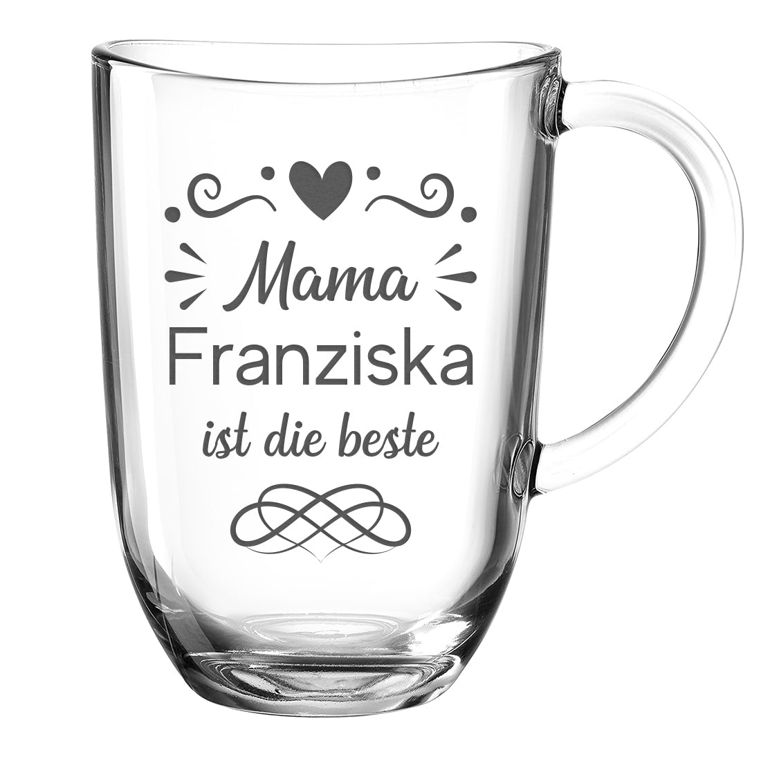 Kaffee Glasbecher 380 ml mit Gravur "Mama ist die beste"
