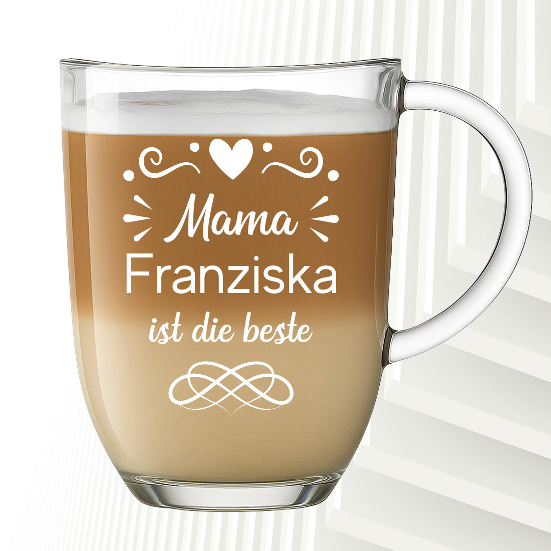 Kaffee Glasbecher 380 ml mit Gravur "Mama ist die beste"