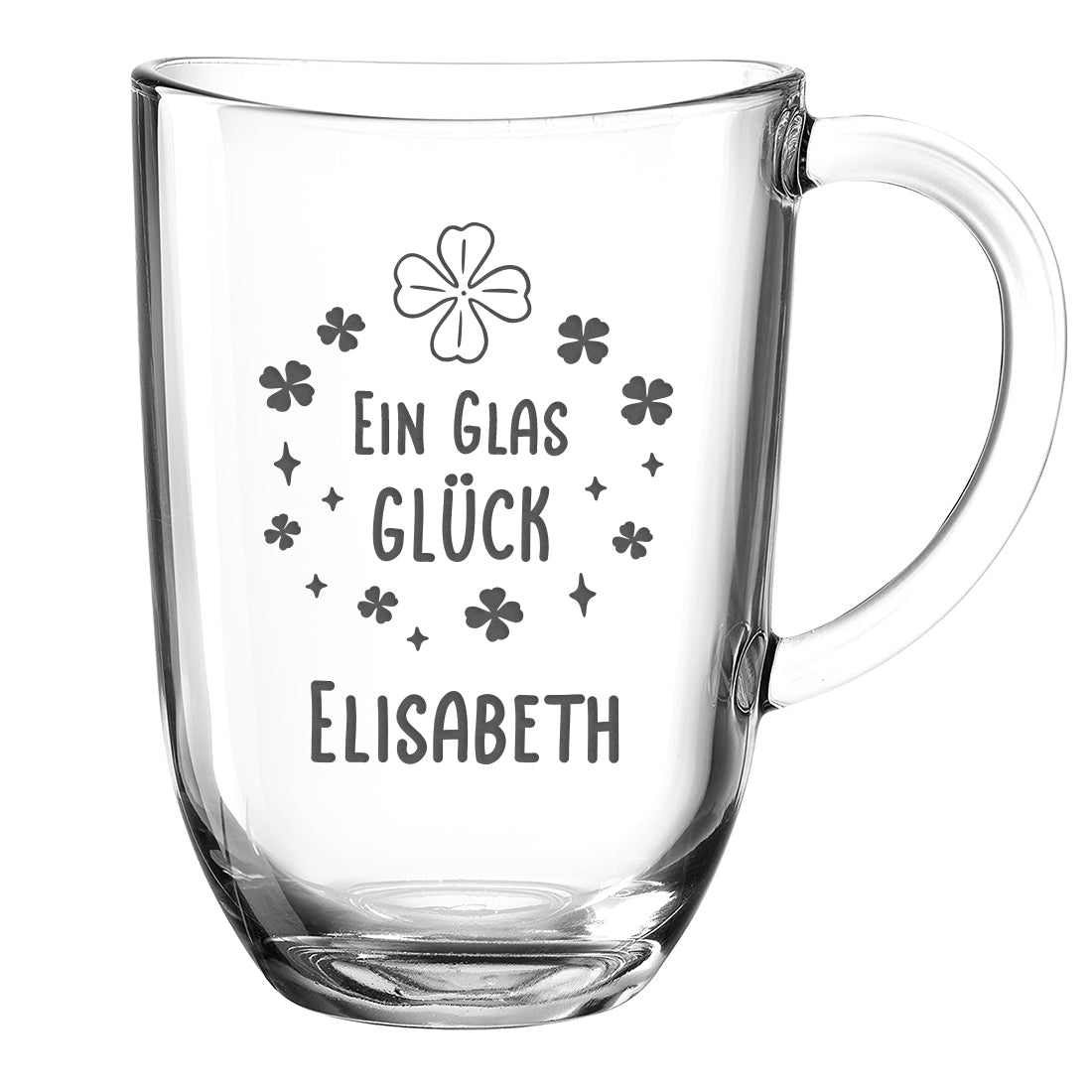 Kaffeeglas Becher 380 ml mit Gravur "Ein Glas Glück"
