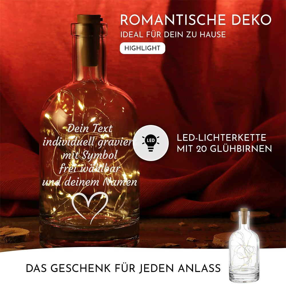 Hochwertig gravierte Dekoflasche mit Diamant-Symbol und Personalisierung für besondere Anlässe.