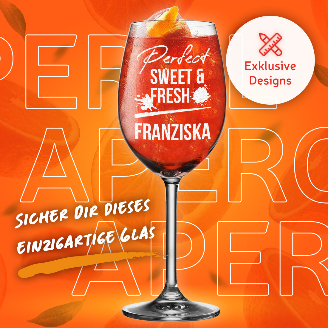 Personalisiertes Cocktailglas 460 ml mit Gravur - Motiv Blätterkreis