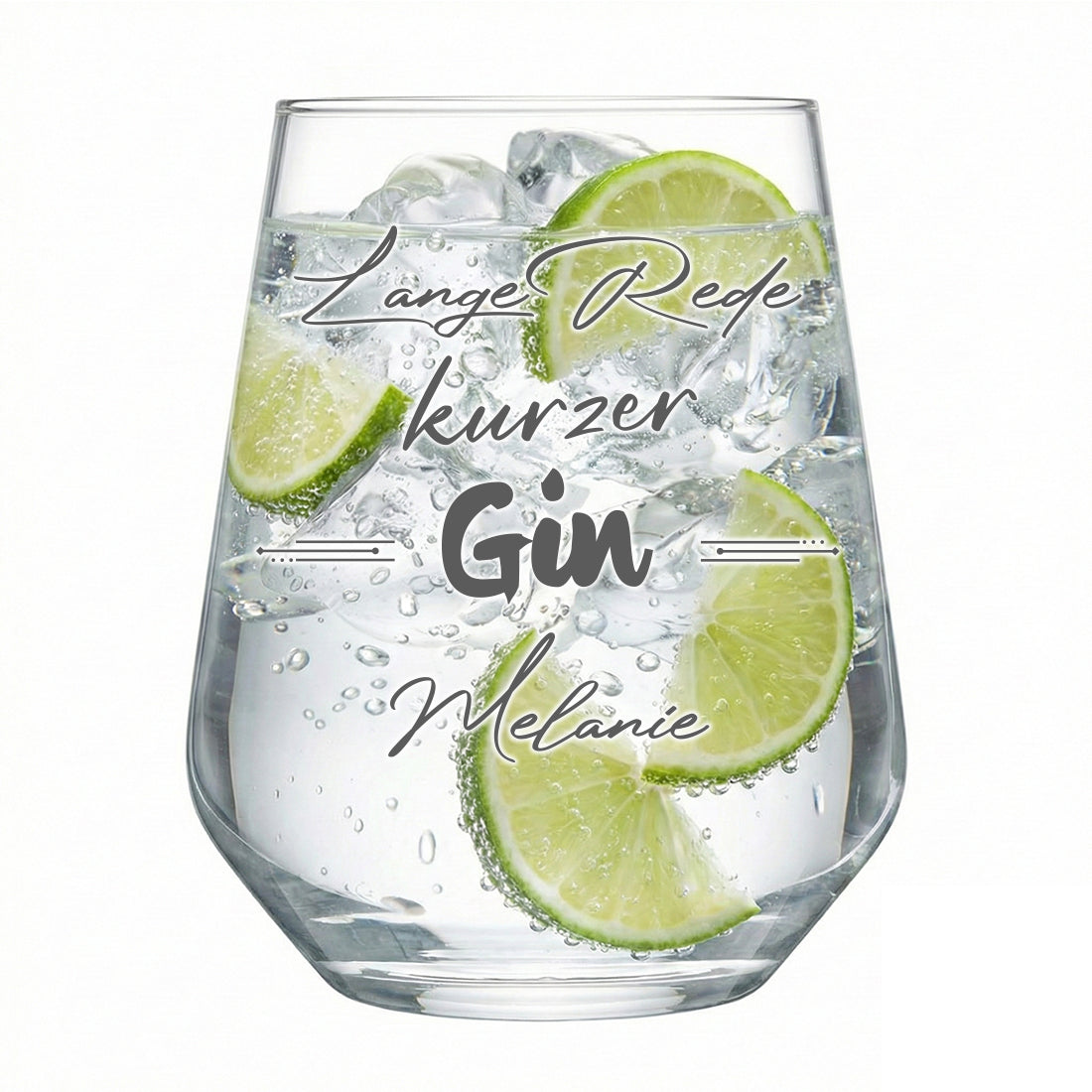 Personalisiertes Gin Glas 425 ml mit Gravur "Lange Rede kurzer Gin"