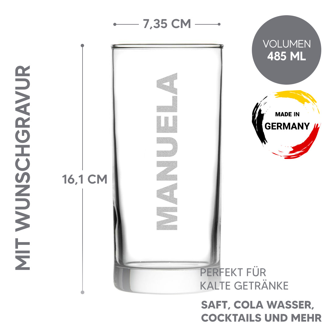 Longdrinkglas 485 ml mit personalisierter Gravur