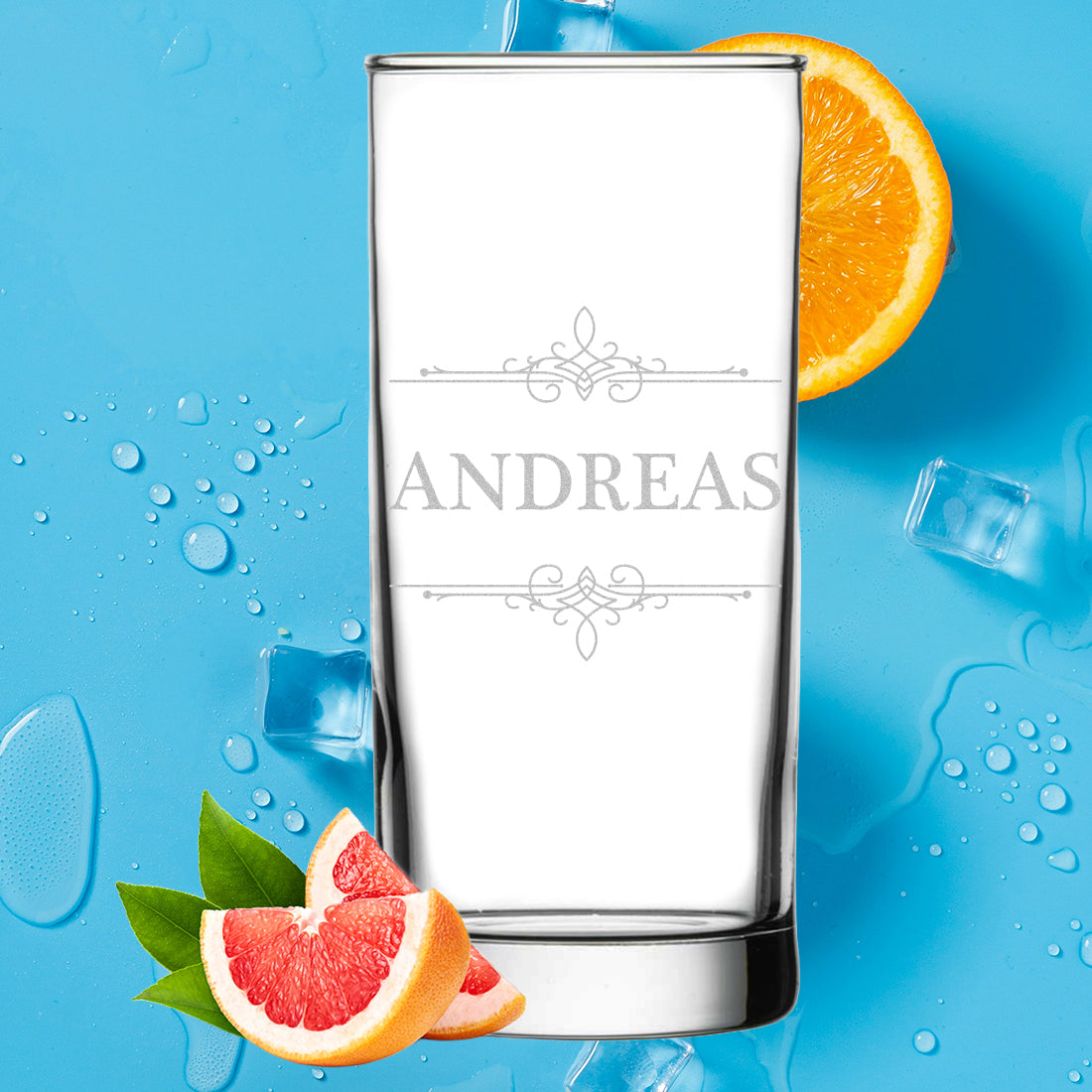 Longdrink Trinkglas 485 ml mit Gravur - Motiv Ornament