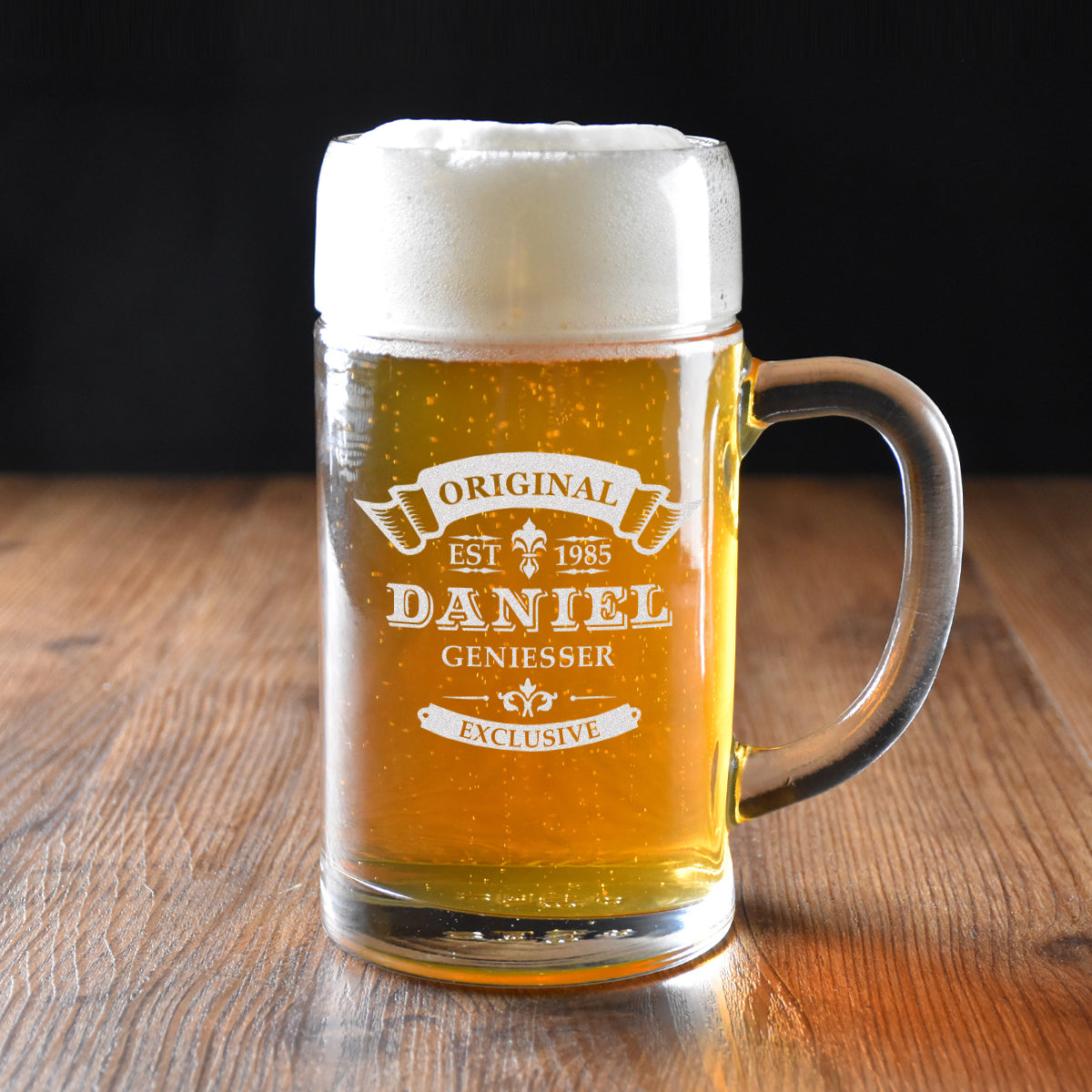 Bier Maßkrug 1 Liter mit Gravur "Original Exklusive"