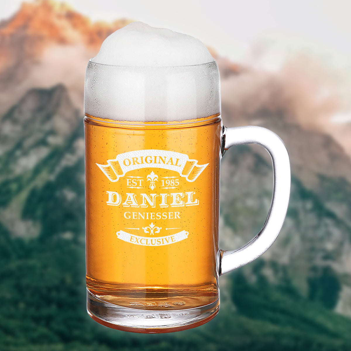 Bier Maßkrug 1 Liter mit Gravur "Original Exklusive"