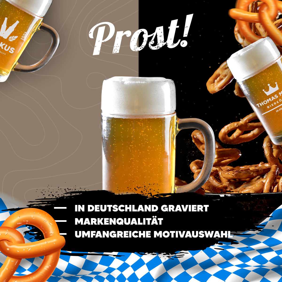 Maßkrug Bierglas 1 Liter "Ornament" mit Gravur - personalisiertes Geschenk
