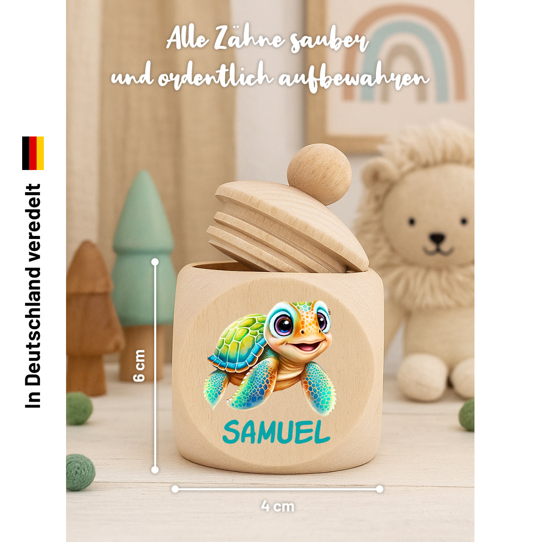 Milchzahndose aus Ahornholz mit Schraubverschluss