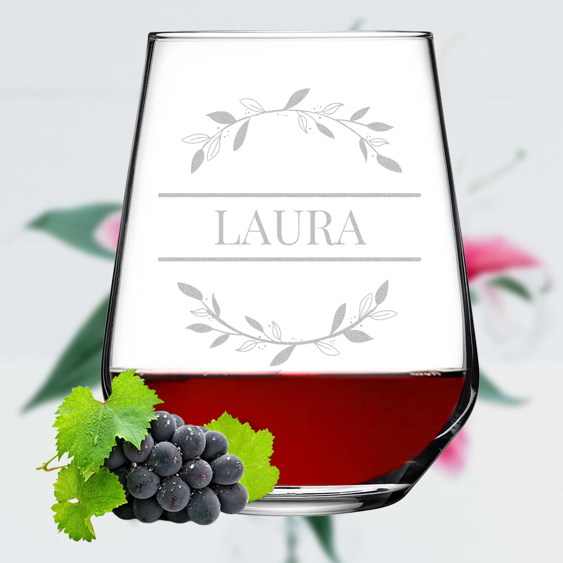 Elegantes Weinglas 425 ml mit Gravur - Personalisiertes Geschenk