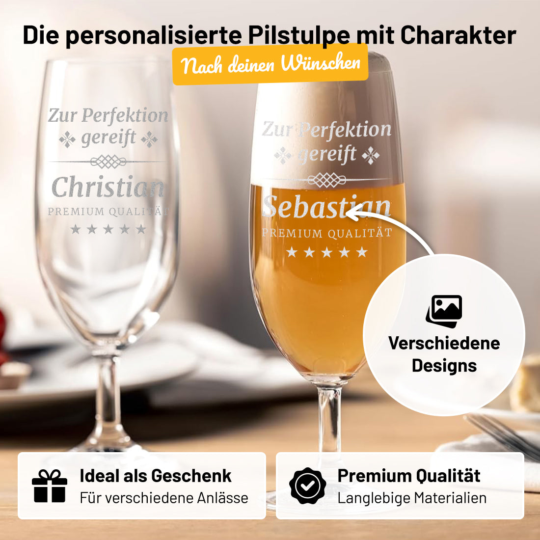 Personalisierte Pilstulpe 0,3 Liter mit individueller Gravur