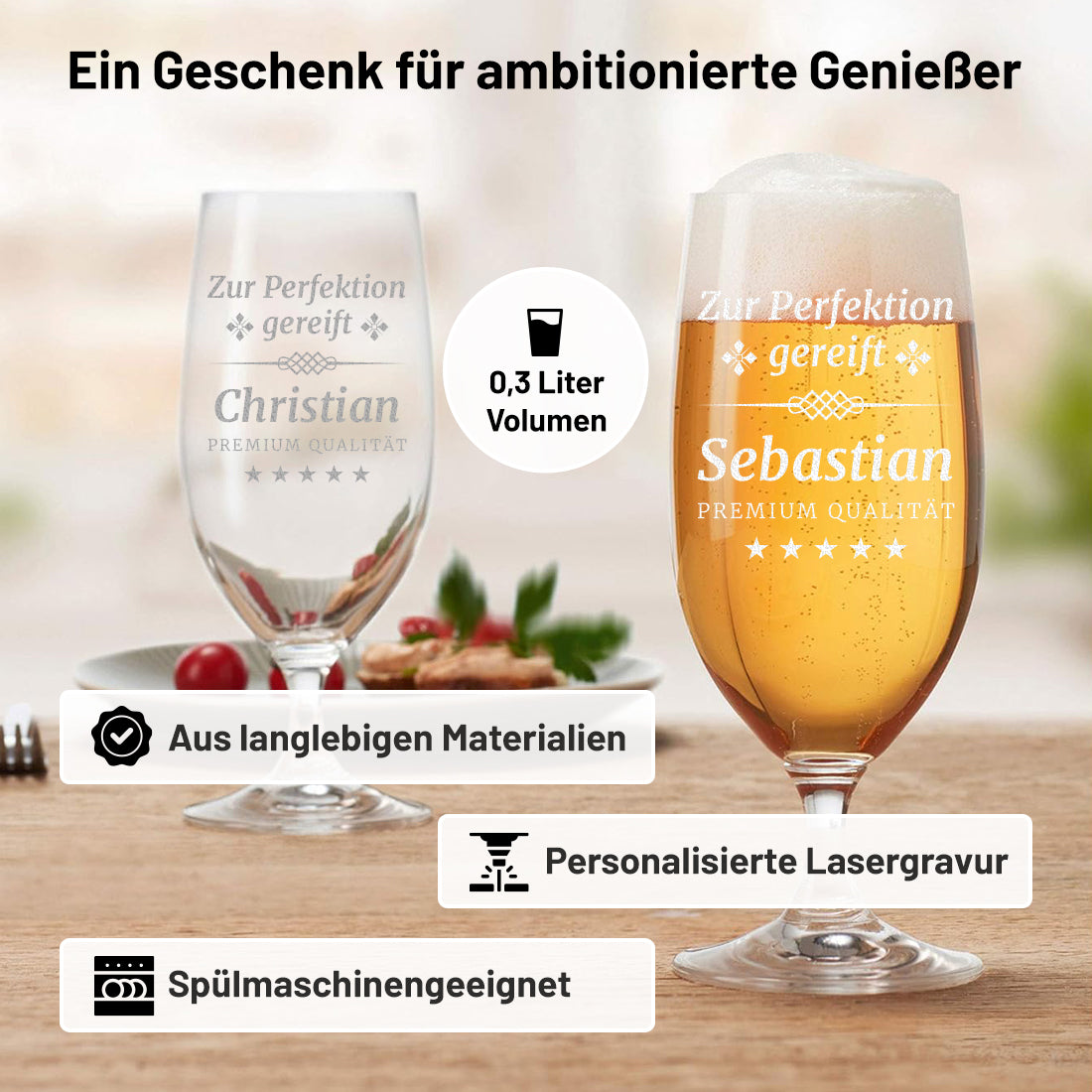 Personalisierte Pilstulpe 0,3 Liter mit individueller Gravur