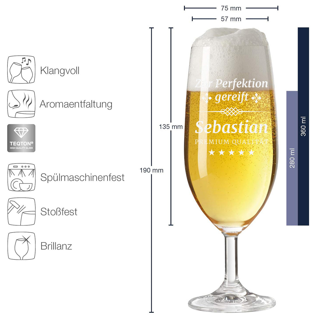 Personalisierte Pilstulpe 0,3 Liter mit individueller Gravur