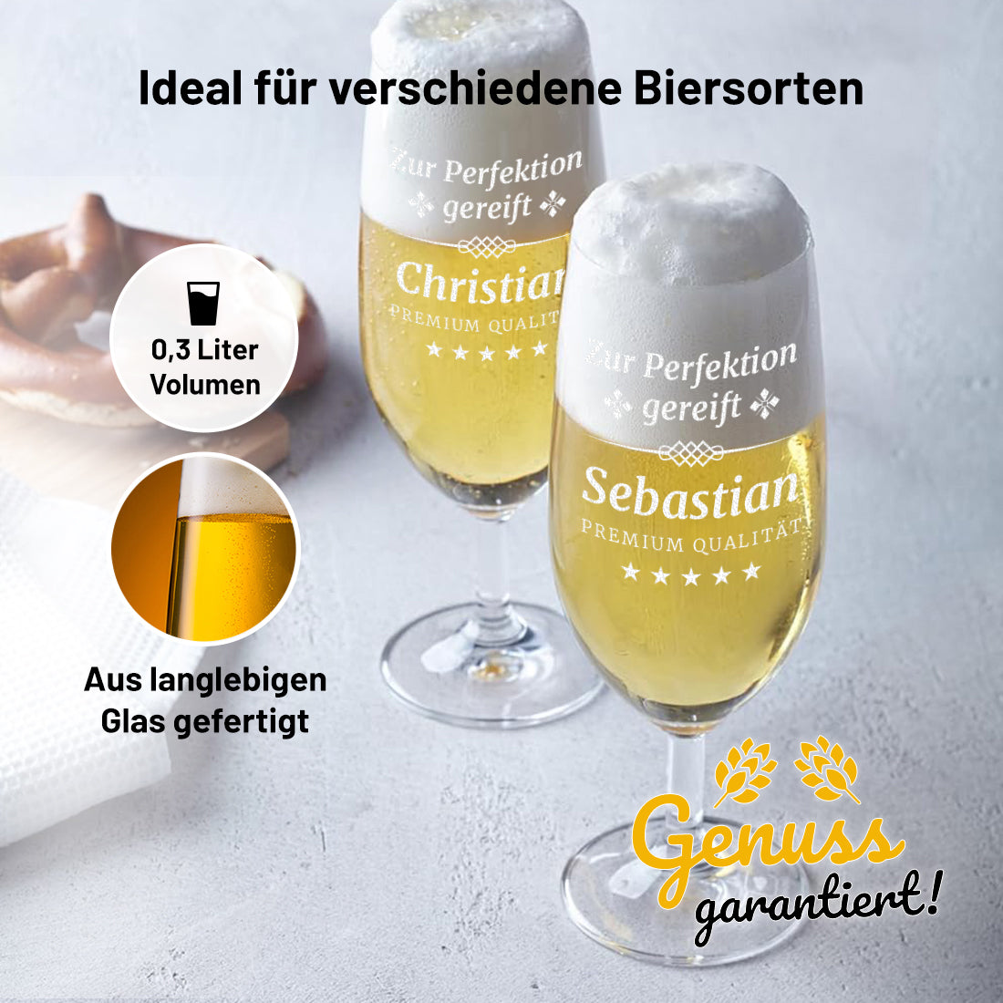 Personalisierte Pilstulpe 0,3 Liter mit individueller Gravur