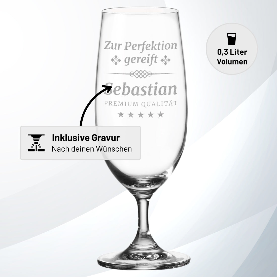 Personalisierte Pilstulpe 0,3 Liter mit individueller Gravur