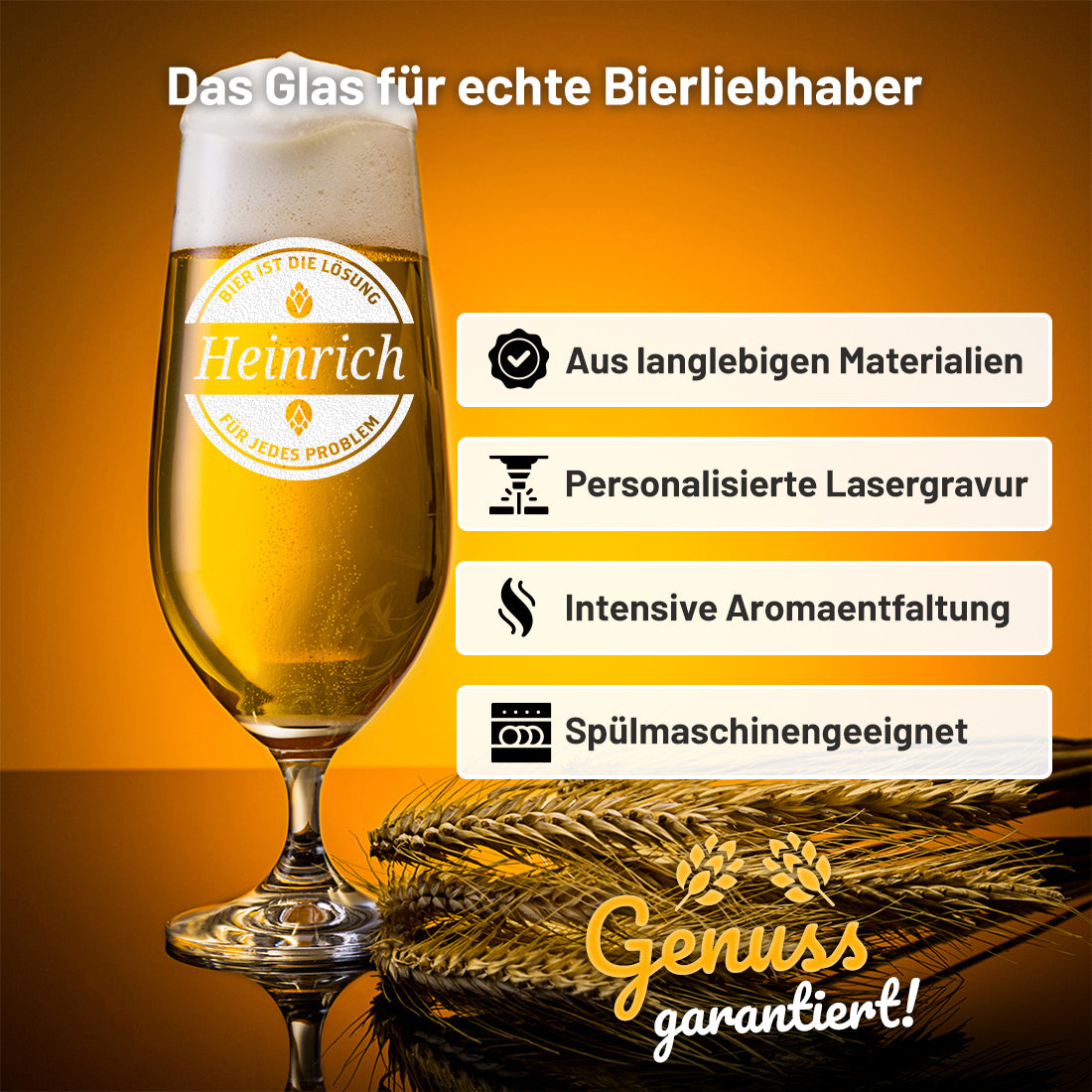 Personalisierte Pilstulpe 0,3 Liter mit Gravur als Geschenk