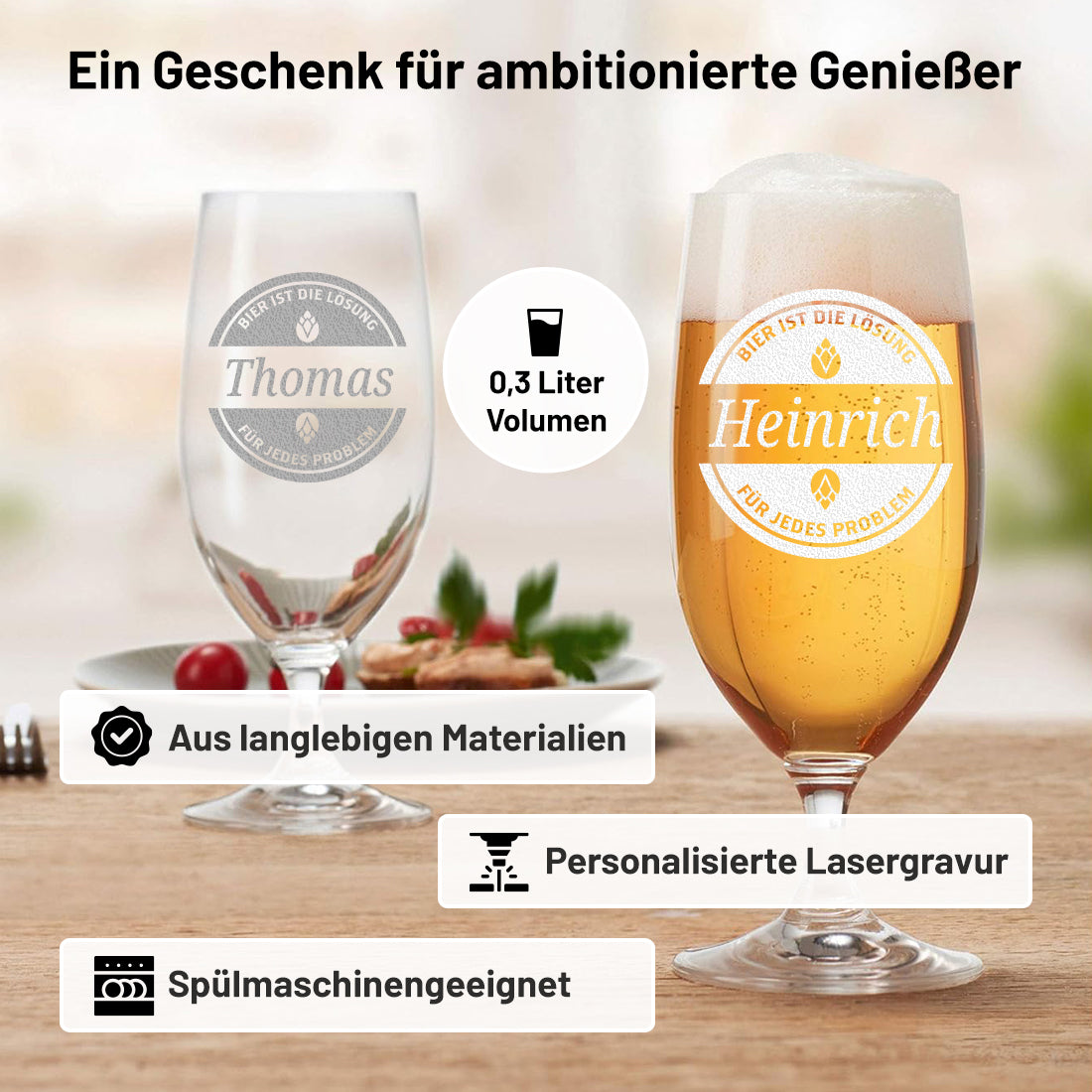 Personalisierte Pilstulpe 0,3 Liter mit Gravur als Geschenk