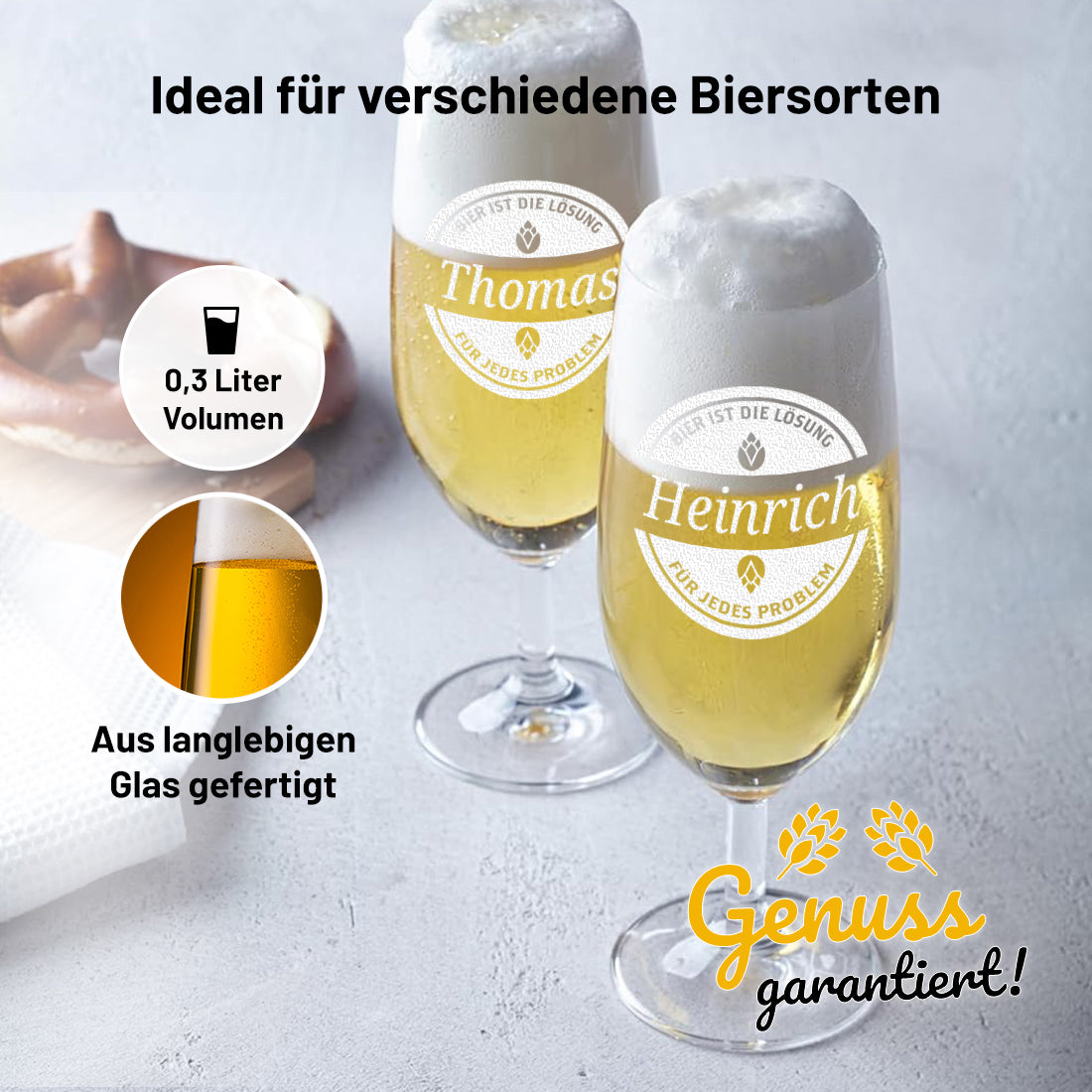 Personalisierte Pilstulpe 0,3 Liter mit Gravur als Geschenk