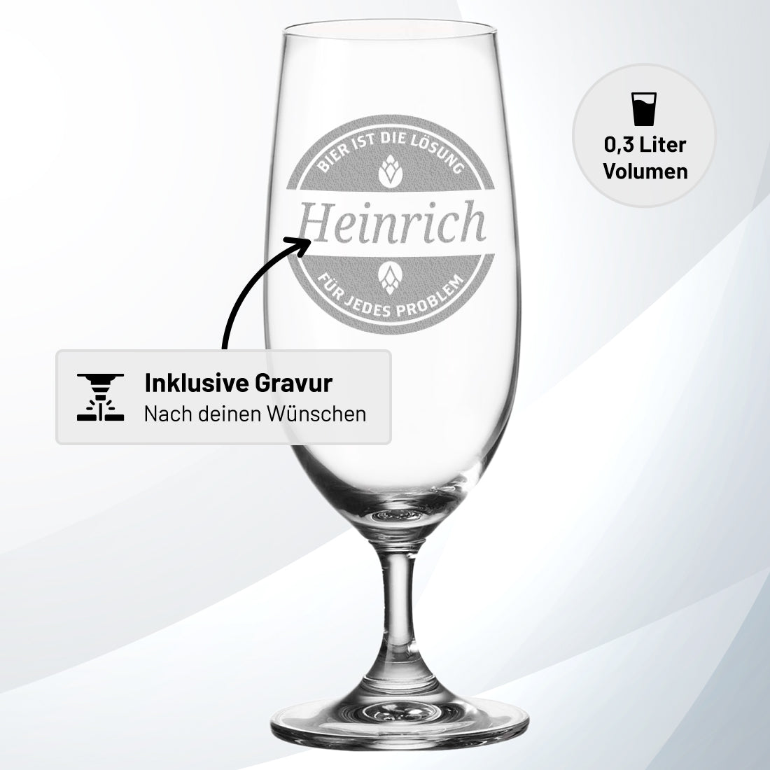 Personalisierte Pilstulpe 0,3 Liter mit Gravur als Geschenk