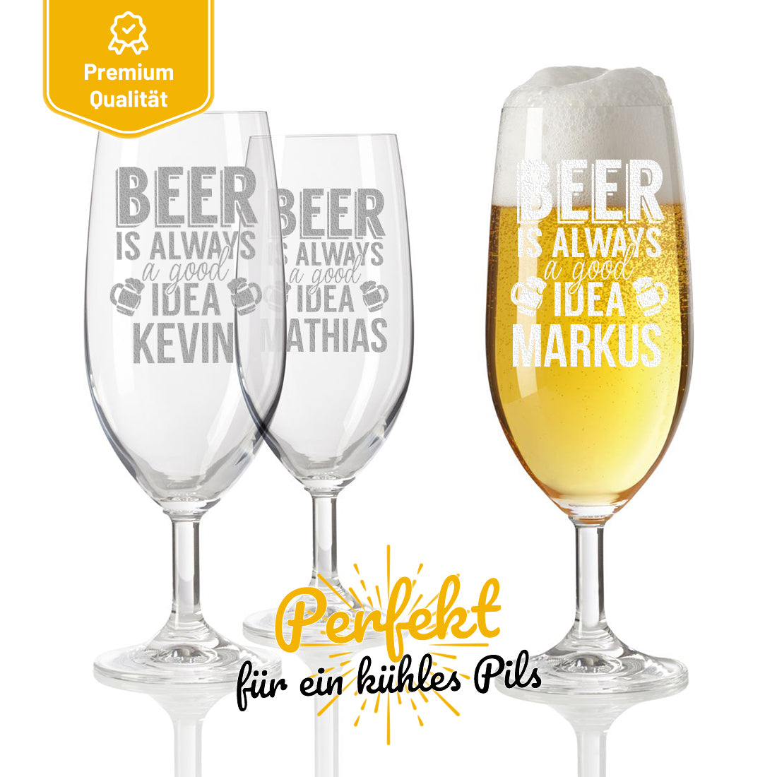 Pilstulpe Bierglas 0,3 L mit Gravur "Beer is always a good idea"