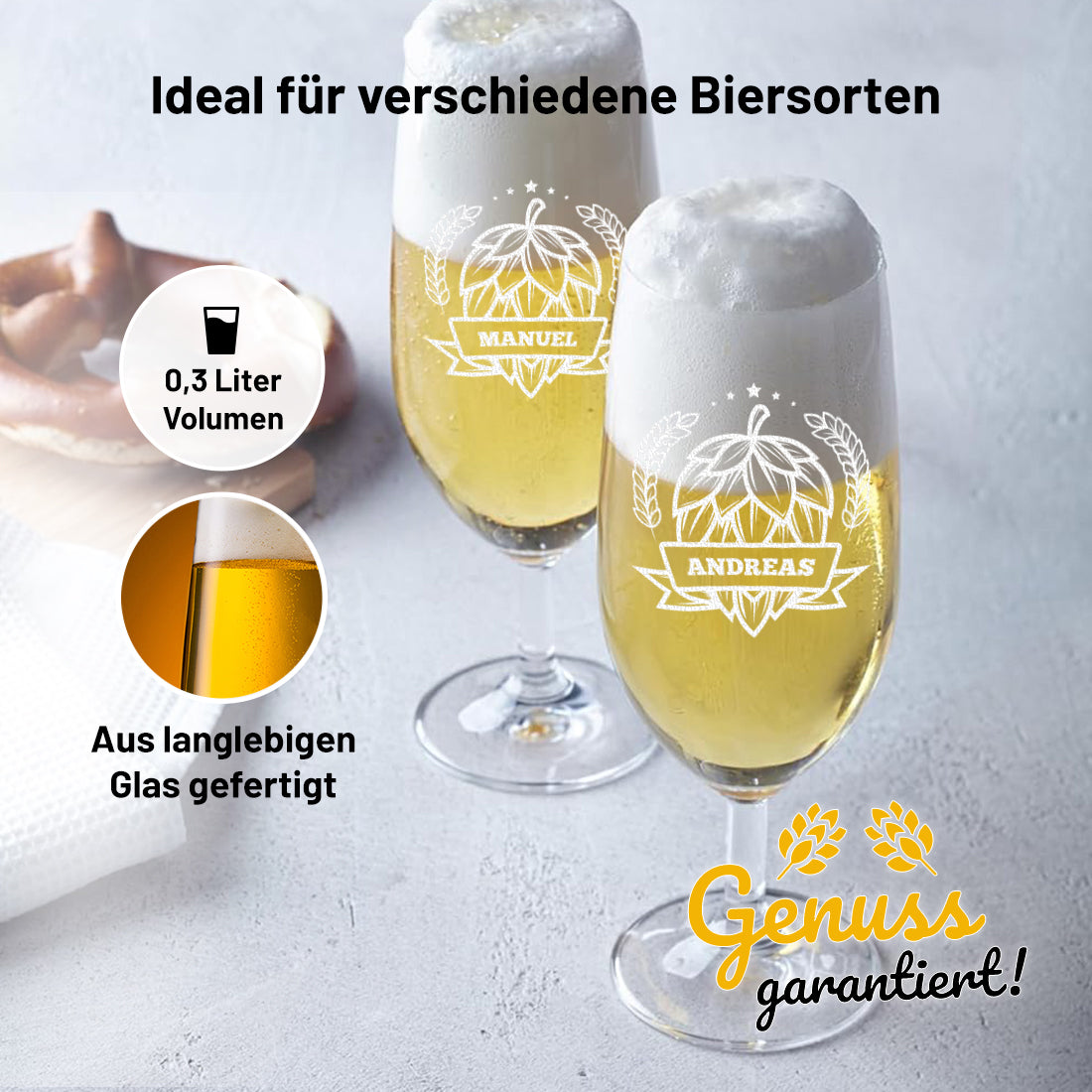 Pilstulpe 0,3 Liter mit individueller Gravur für Männer