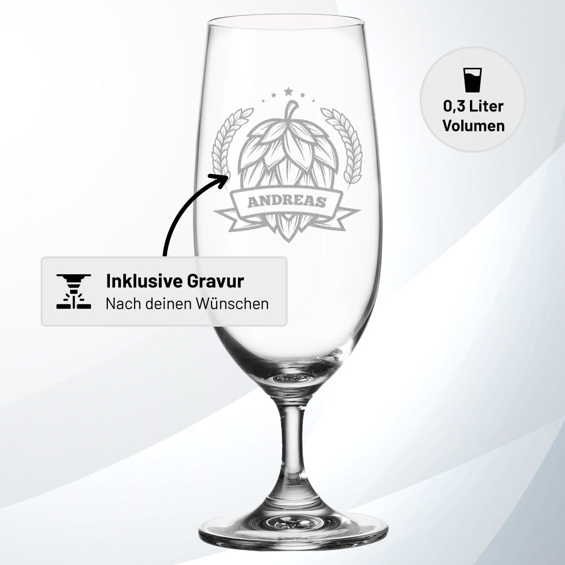 Pilstulpe 0,3 Liter mit individueller Gravur für Männer
