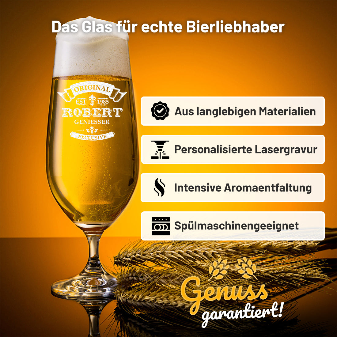 Bierglas Pilstulpe 0,3 Liter mit Wunschgravur - ideal als Geschenk