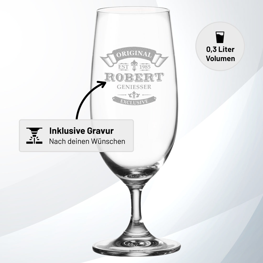 Bierglas Pilstulpe 0,3 Liter mit Wunschgravur - ideal als Geschenk