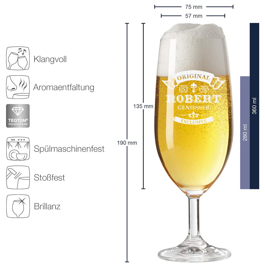Bierglas Pilstulpe 0,3 Liter mit Wunschgravur - ideal als Geschenk